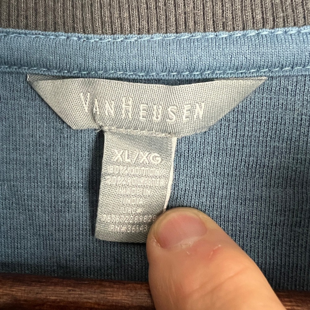 Van Heusen 1/4 Quarter Zip Athleisure Pullover Sweater Long SL Lounge Blue XL/XG - Picture 2 of 7